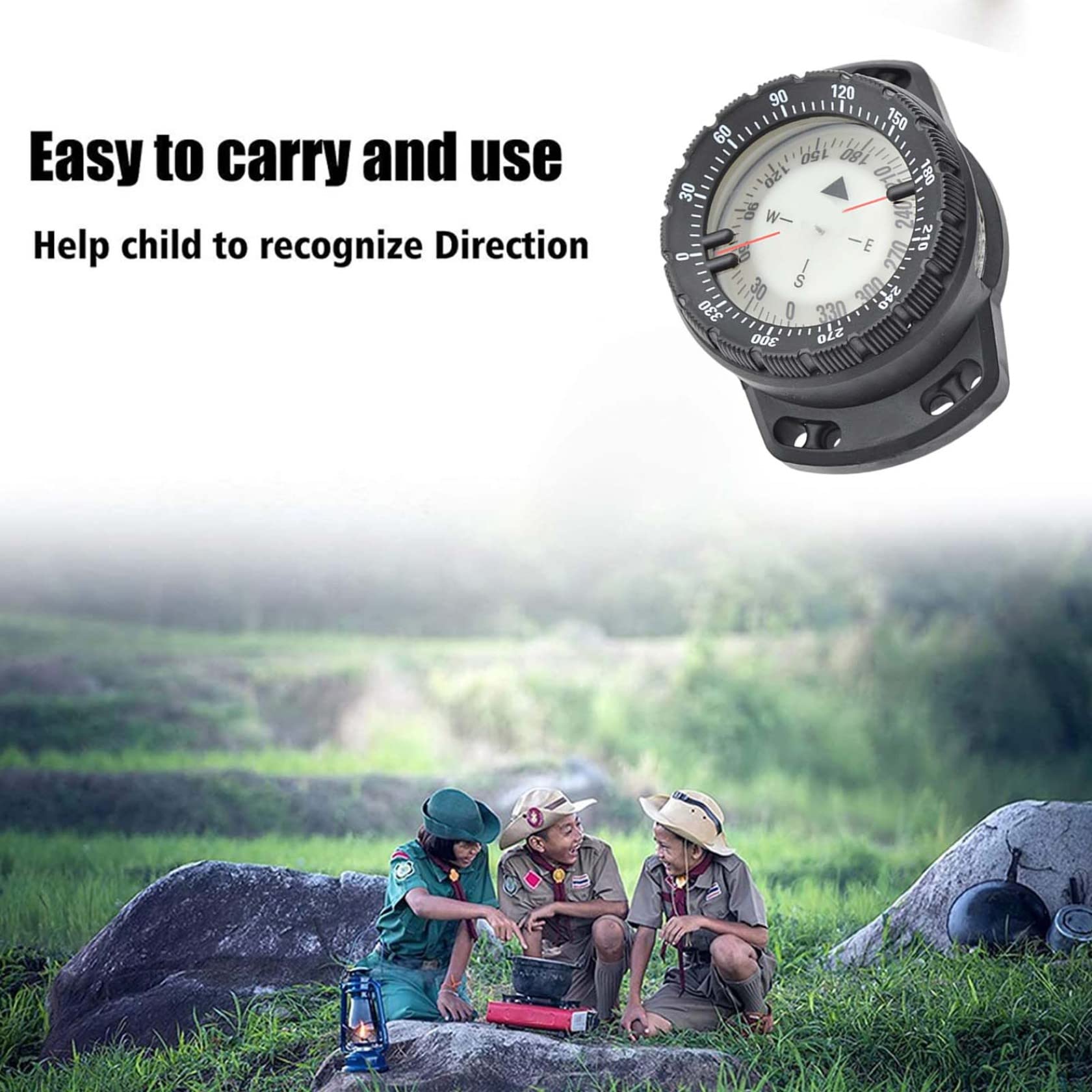 Brújula de buceo Surfing Luminoso bajo el agua Brújula de muñeca de 50 m Visión nocturna Brújula de navegación impermeable con pulsera elástica Brújula Correa de reloj Brújula Brújula de buceo Brújula