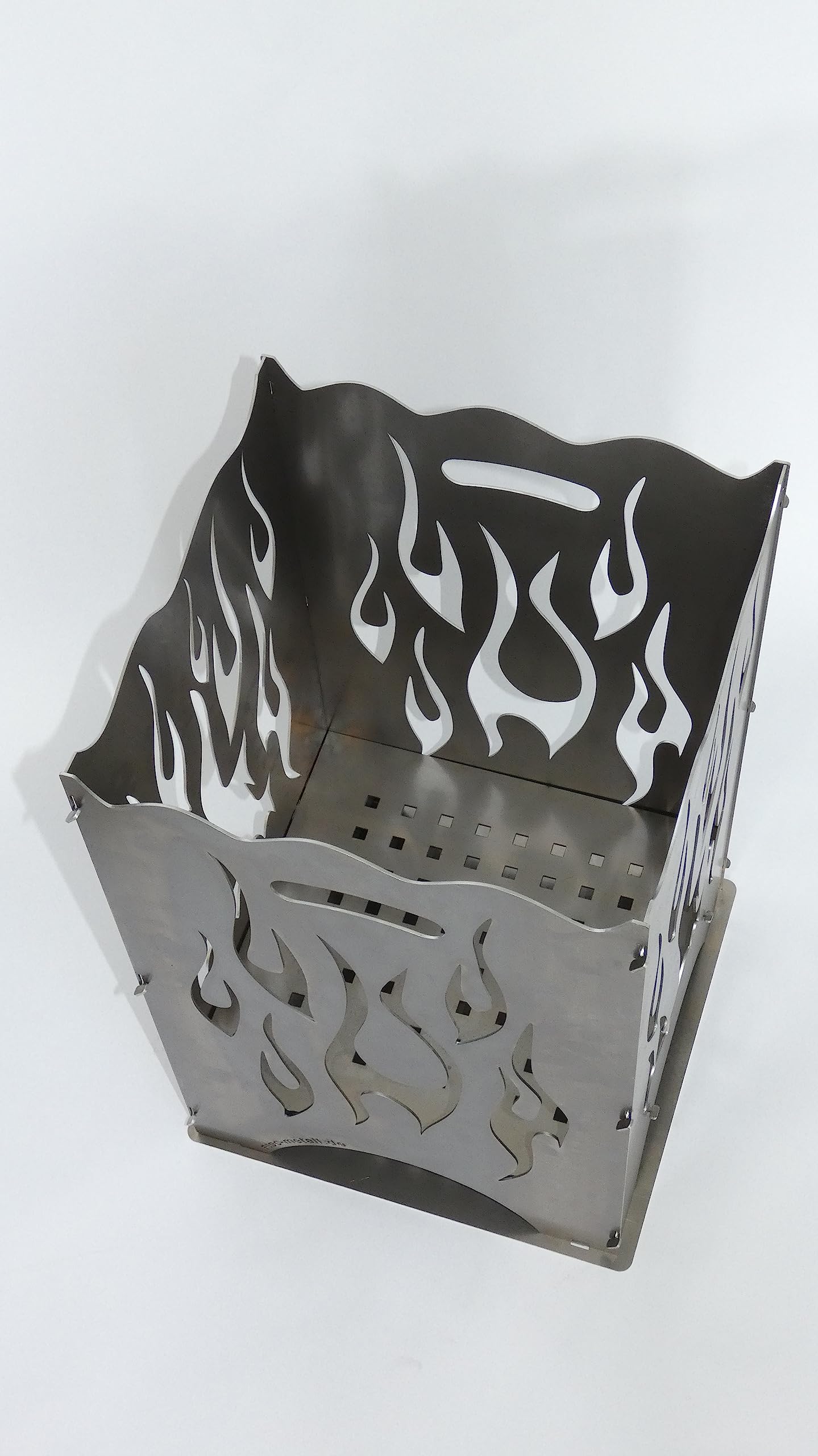 Feuerkorb | Feuertonne | Feuerschale aus Stahl eckig 55x36x34cm Stecksystem rustikal (Flamme h=55 cm)