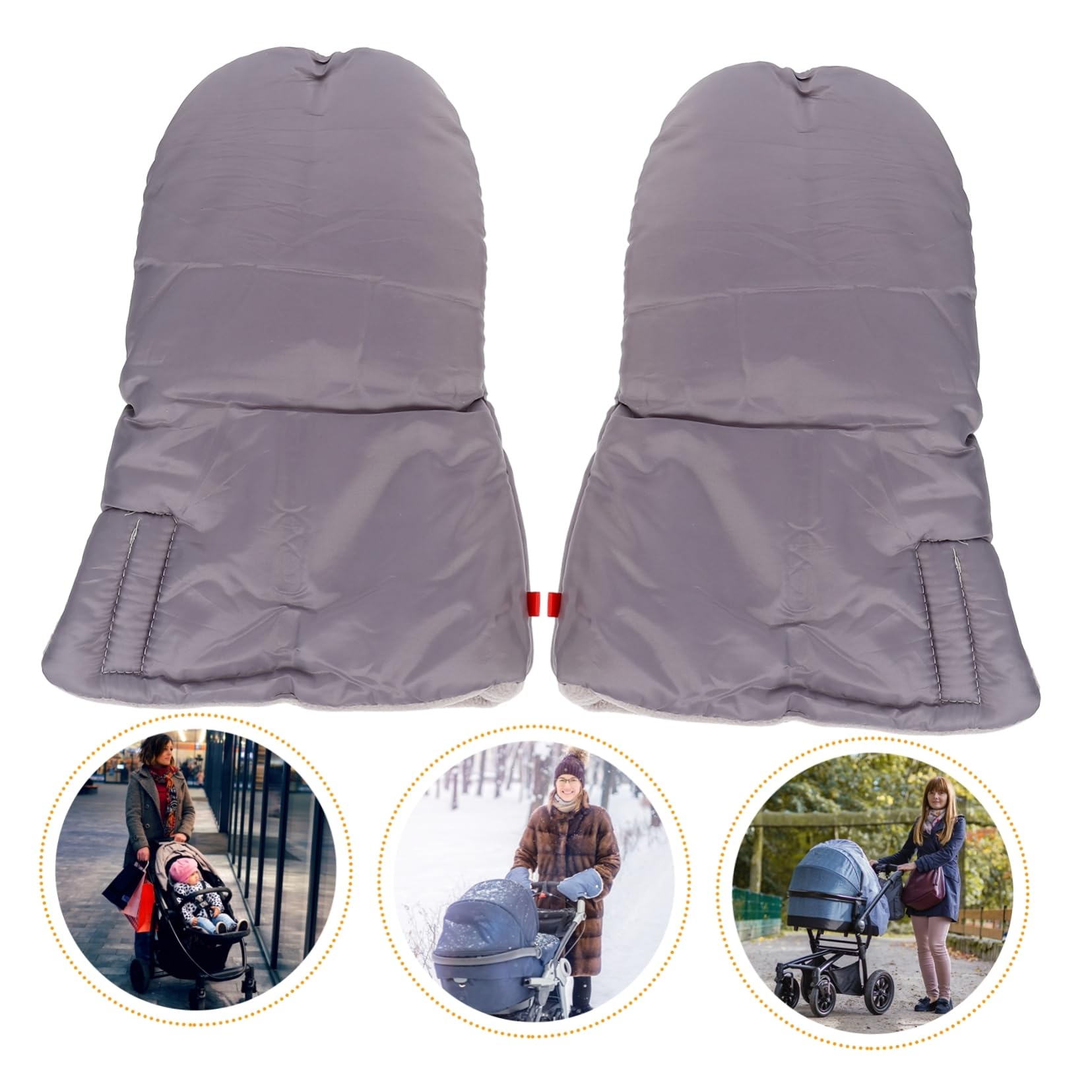 PRETYZOOM 3pares Guantes De Mano Calentadores Impermeables Para Cochecito Guantes De Invierno Aislantes Para Carrito De Protección Windproof y Térmica De Gris