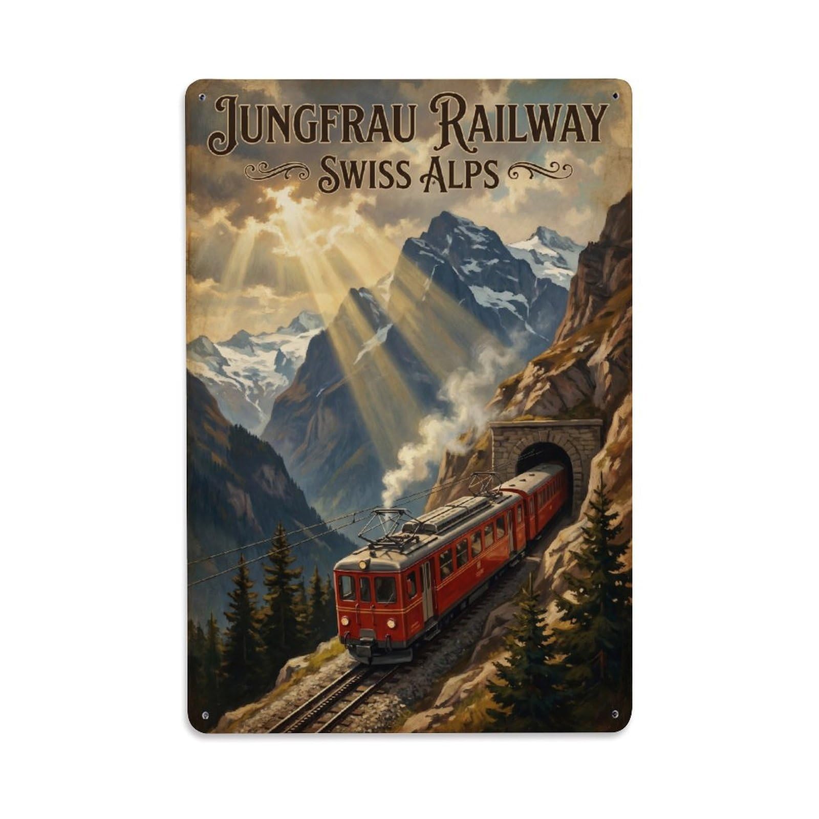 Gead 8X12inch Style Vintage Travel Switzerland Railway Heritage Metal Tin Sign