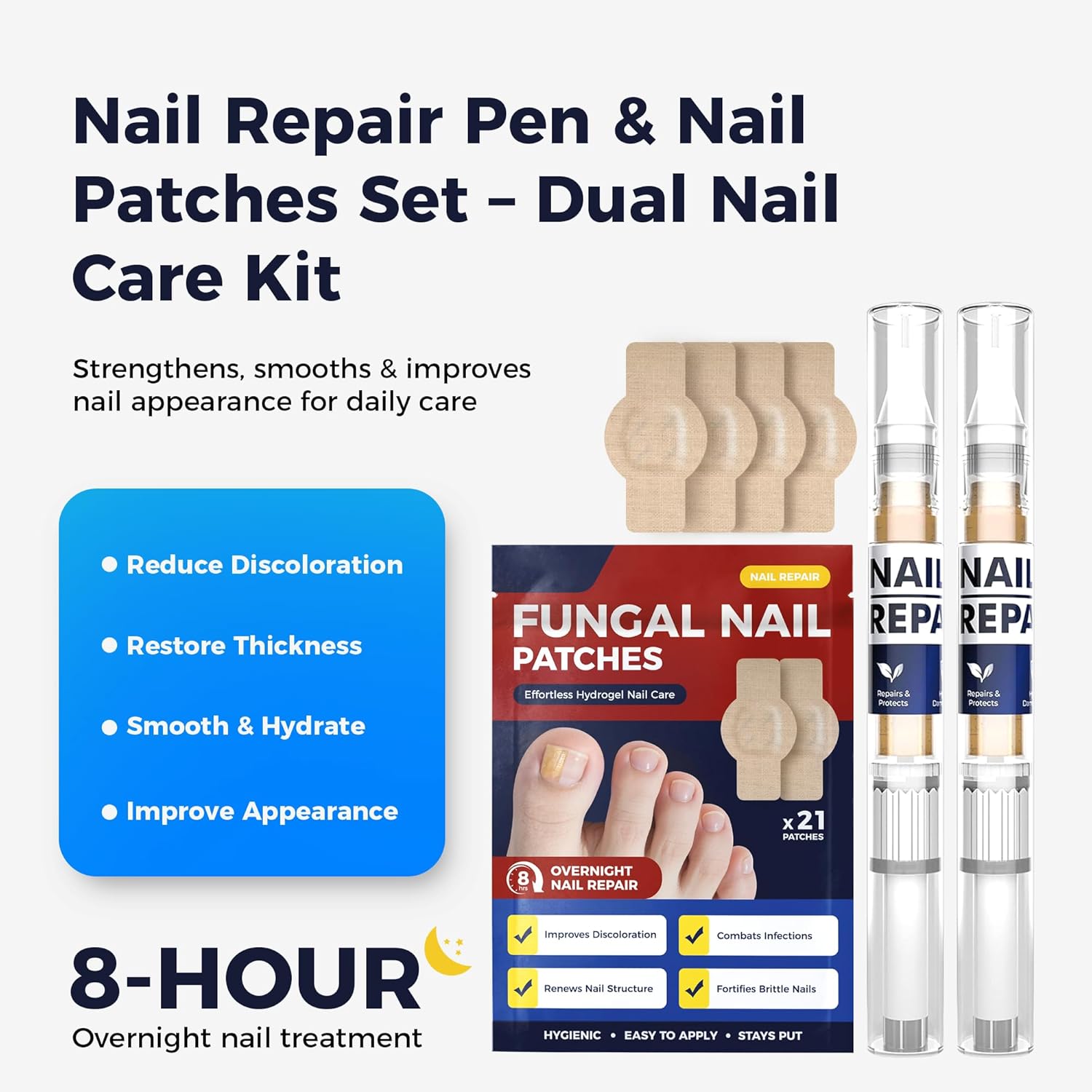 Fungal Nail Patches & Nail Repair Pen,Fast-Acting 7 Days Toenail Treatment Extra Strength With Tea Tree Oil, Acetic Acid Nail Pens for Damaged Nail - Image 2