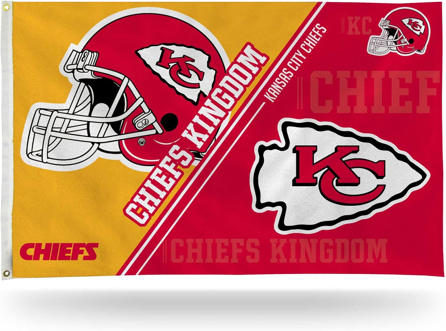 NFL Rico Industries Kansas City Chiefs Dual-Logo 3' x 5' Banner Flag 3' x 5' Banner Flag Single Sided - Indoor or Outdoor - Home Décor