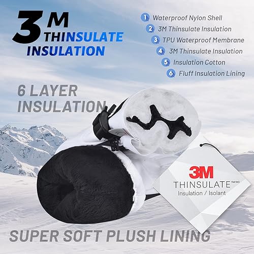 Miniatura 2 de Guantes de esquí unisex impermeables para pantalla táctil para hombres y mujeres, 3M Thinsulate guantes de nieve de invierno con bolsillo