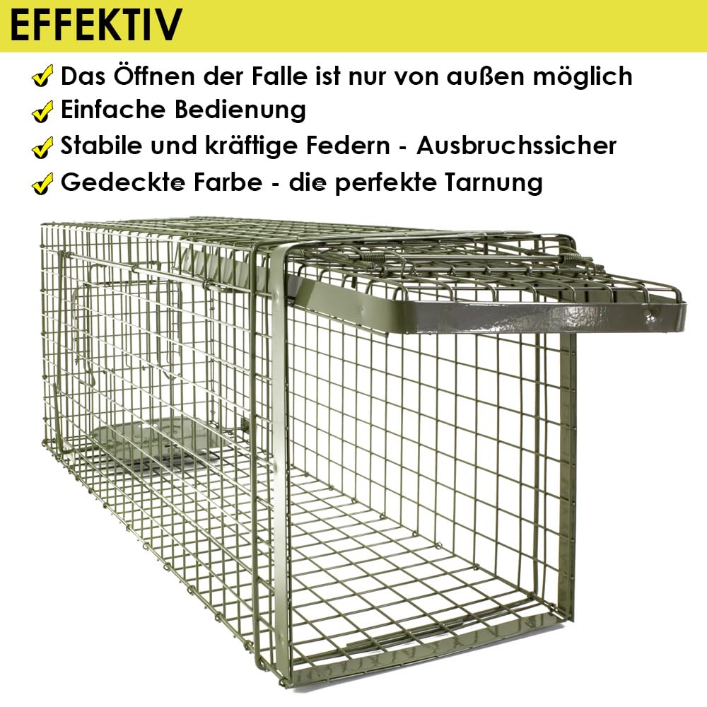 Petigi Lebendfalle Grün Drahtfalle Marder Lebend Wiesel Garten Kaninchen Abwehr Umsiedeln Falle Haus Zubehör Ratte Vertreiben Dachboden Rattenfalle 105 x 34 x 42 cm