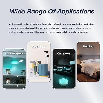 3W UV Deodorizer,Portable UV Light Cleaner,Smart Timer-Controlled Odor Elimination,360Ultraviolet Bulb Design,for Refrigerators,Dish Cabinets,Storage Cabinets,Wardrobes,Shoe Cabinets,in Car,and More