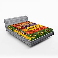 Vista 1 de Ambesonne Sábana bajera africana, estampado abstracto de líneas únicas, funda de cama con bolsillo profundo elástico para mayor comodidad