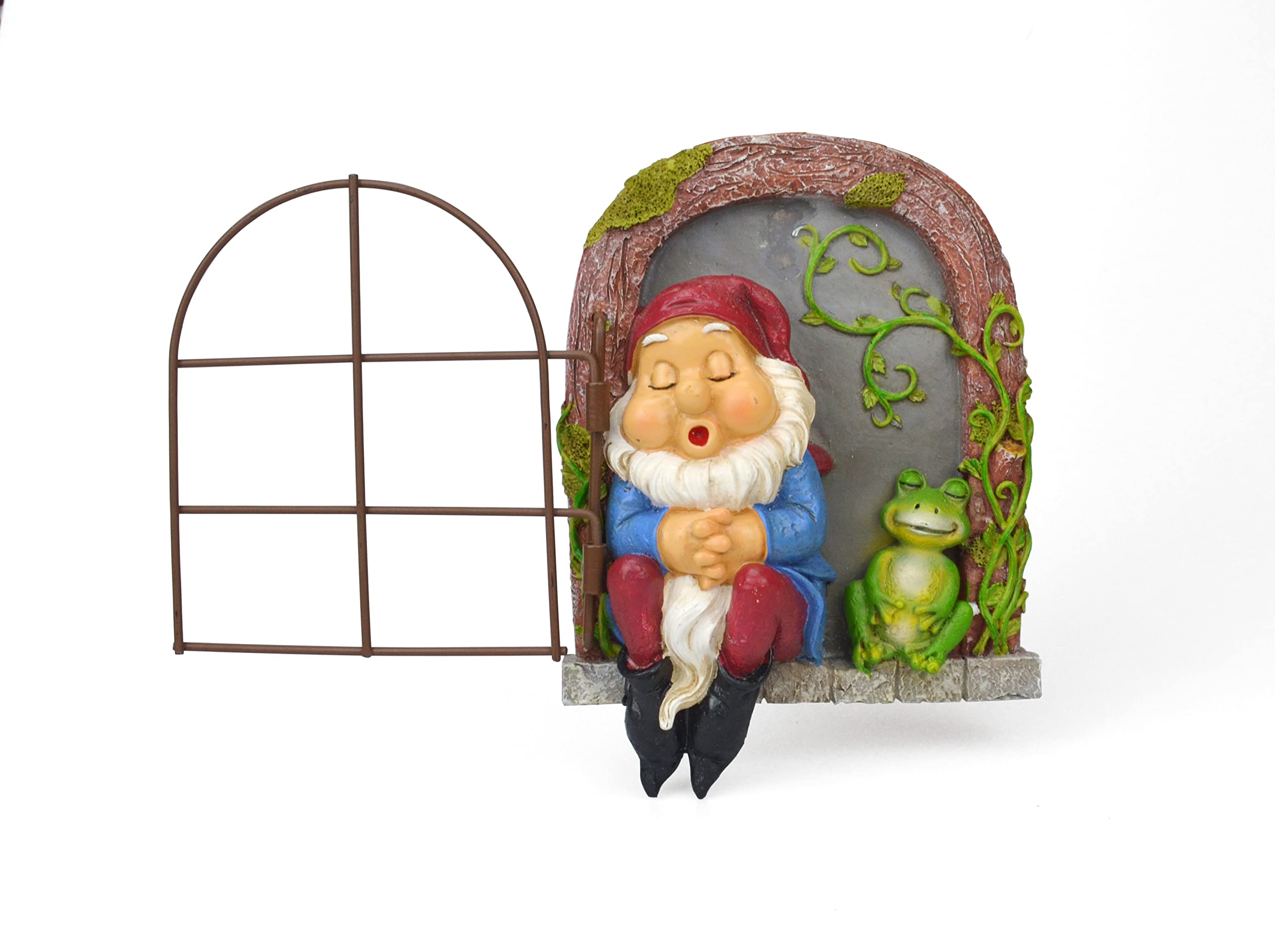 Sleeping Gnome and Frog for Tree Decoration, Outdoor Hanging Tree Décor for Garden Yard Fence, 6.5 Inch (Gnome and Frog)