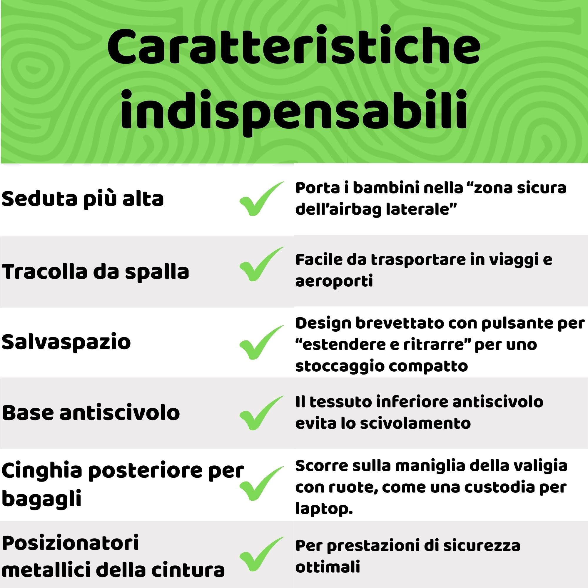 BubbleBum Teleport, rialzo per auto con schienale scoperto, telescopico portatile, ideale per l'uso quotidiano e pieghevole per viaggi, certificato R129, altezza da 125 cm a 150 cm, nero