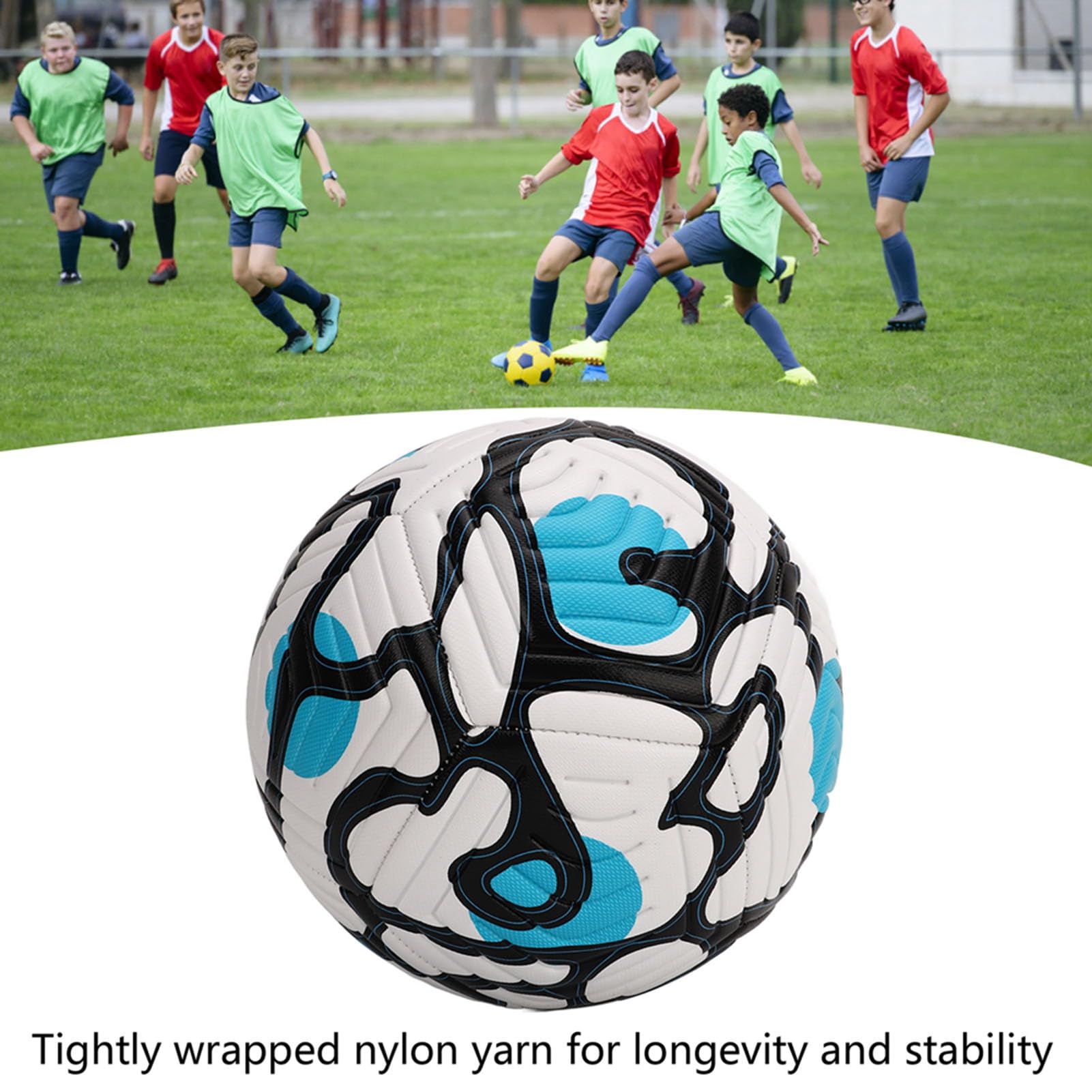 Ballon De Foot Taille 5 YOPOTIKA – Bleu, Avec Aiguille Et Filet – Idéal Pour Match Et Entraînement, Cadeau Anniversaire