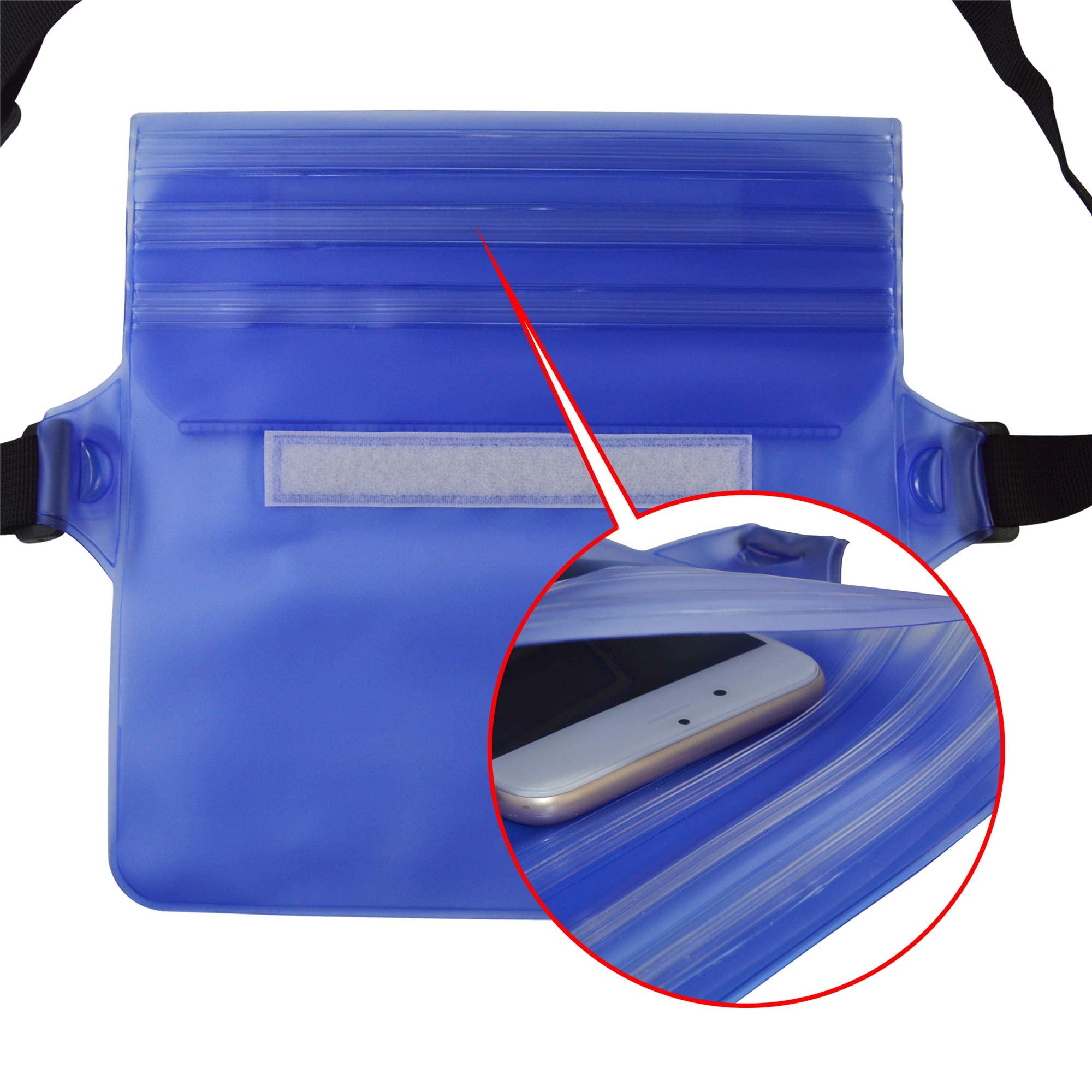 ipow 2 PZ Borsa Impermeabile Custodia Impermeabile Marsupio Impermeabile Mare Universale Chiusura a 3 Zip Super Protezione Certificato IPX8 con Cintura Regolabile per Documento Cellulare