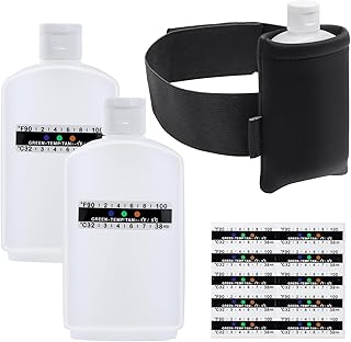 14 Pcs Urine Test Complete Kit Includes 2 Portable Translucent Empty Bottles,10 Adhesive Temperature Test Strips, Lengthened Hi-Stretch Hidden Leg Straps and Keep Warm Neoprene Bag,Urine Test Bottle