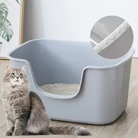 Smart Paws Caixa de areia jumbo extragrande para gatos Maine Coon, frigideiras de areia antirespingos de topo aberto, durável XL Kitty banheiro para famílias com vários gatos (cinza)