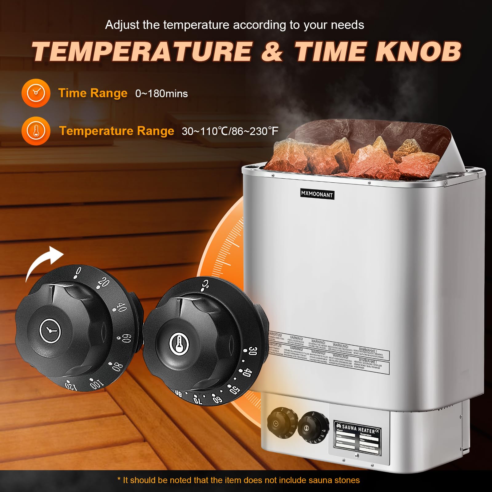 Mxmoonant Poêle Électrique pour Sauna 6KW Max 9 m³ avec Hygrothermographe