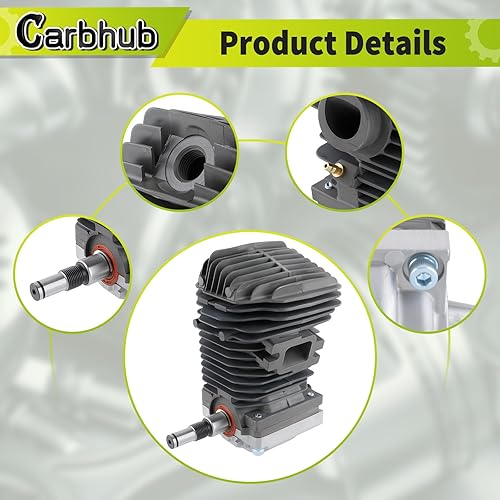 Miniatura 5 de Carbhub Conjunto de cilindro de 1.673 in para motosierra STIHL 023 025 MS230 MS250 con conector de cárter de repuesto de bujía
