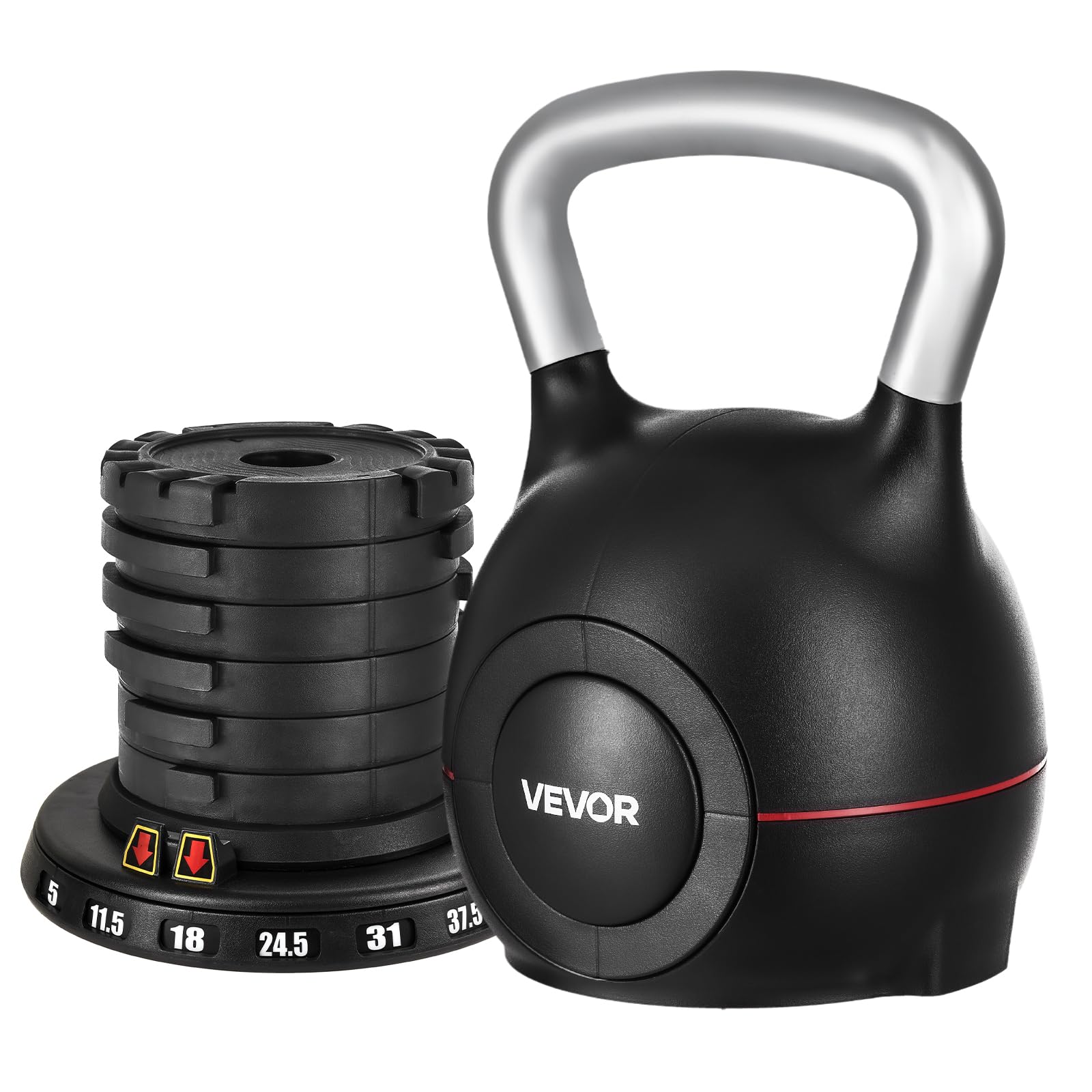 VEVOR Kettlebell, Kettlebell regolabile con 7 livelli di peso, alluminio pressofuso e materiale ABS, per allenamento della forza di presa, allenamento completo del corpo e cross-training