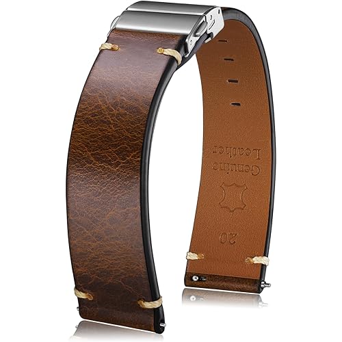 Getalia leather Watch Band Retro Oil wax Genuine Leather,18mm 19mm 20mm 21mm 22mm Quick Release Foldover Clasp Replacement Watch Straps for Men and Women