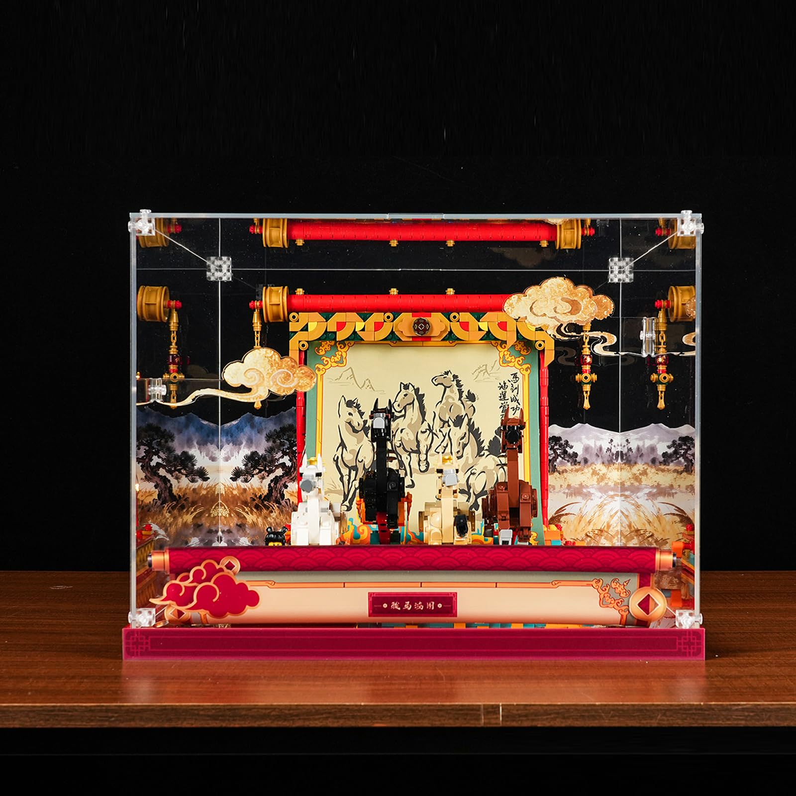 Witryna akrylowa do Lego 80119 pomyślny rok konia, pyłoszczelne pudełko, pudełko do przechowywania, przezroczyste pudełko, pudełko na wyświetlacz, kompatybilne z Lego 80119, mini figurki z możliwością