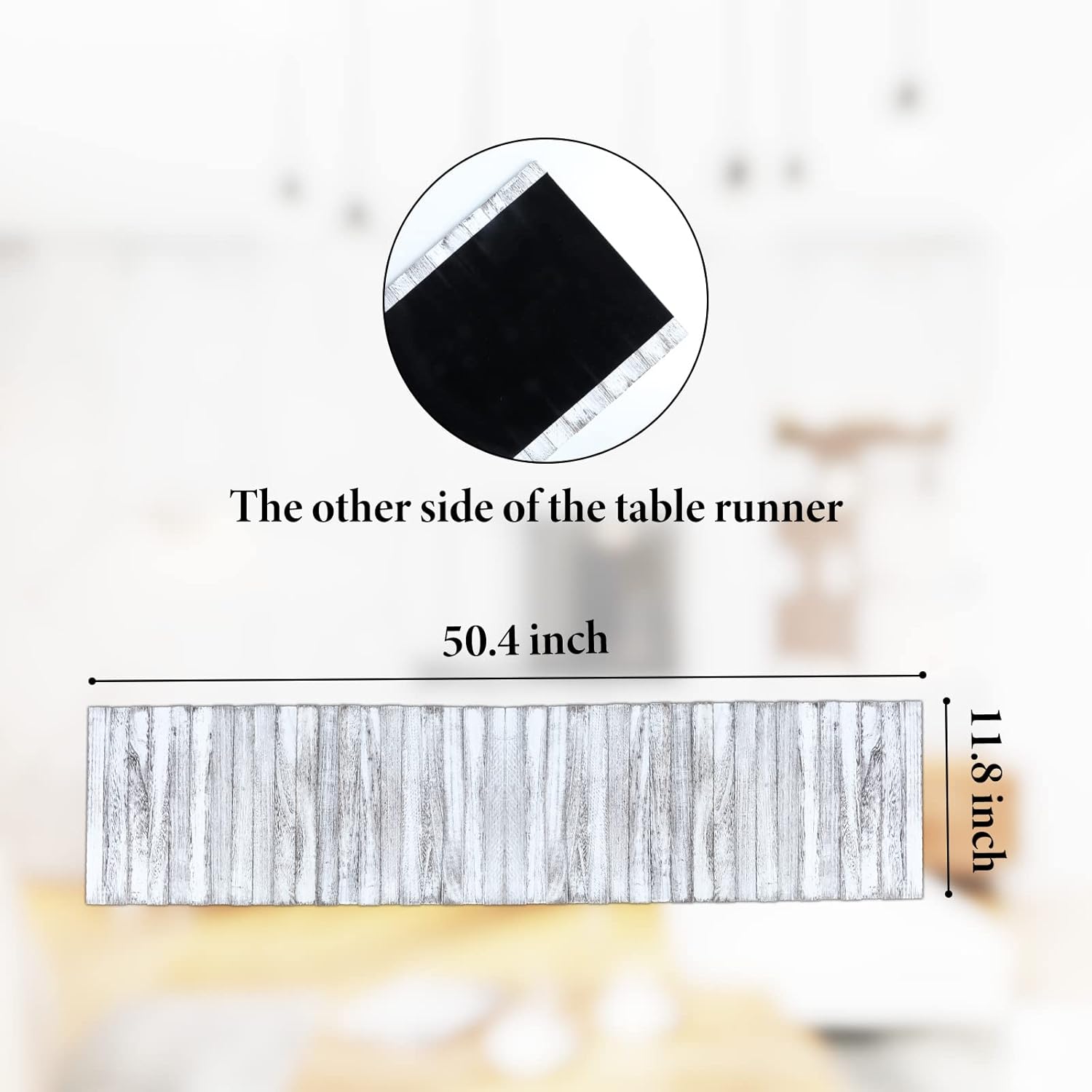 Wooden Table Runner,Natural Durable Wood Table Runner,50 x 12 Inches,Coffee Table Runner with Thick Felt Backing,Table Decorations for Dining Room,Farmhouse Decor,Wedding Decor,White