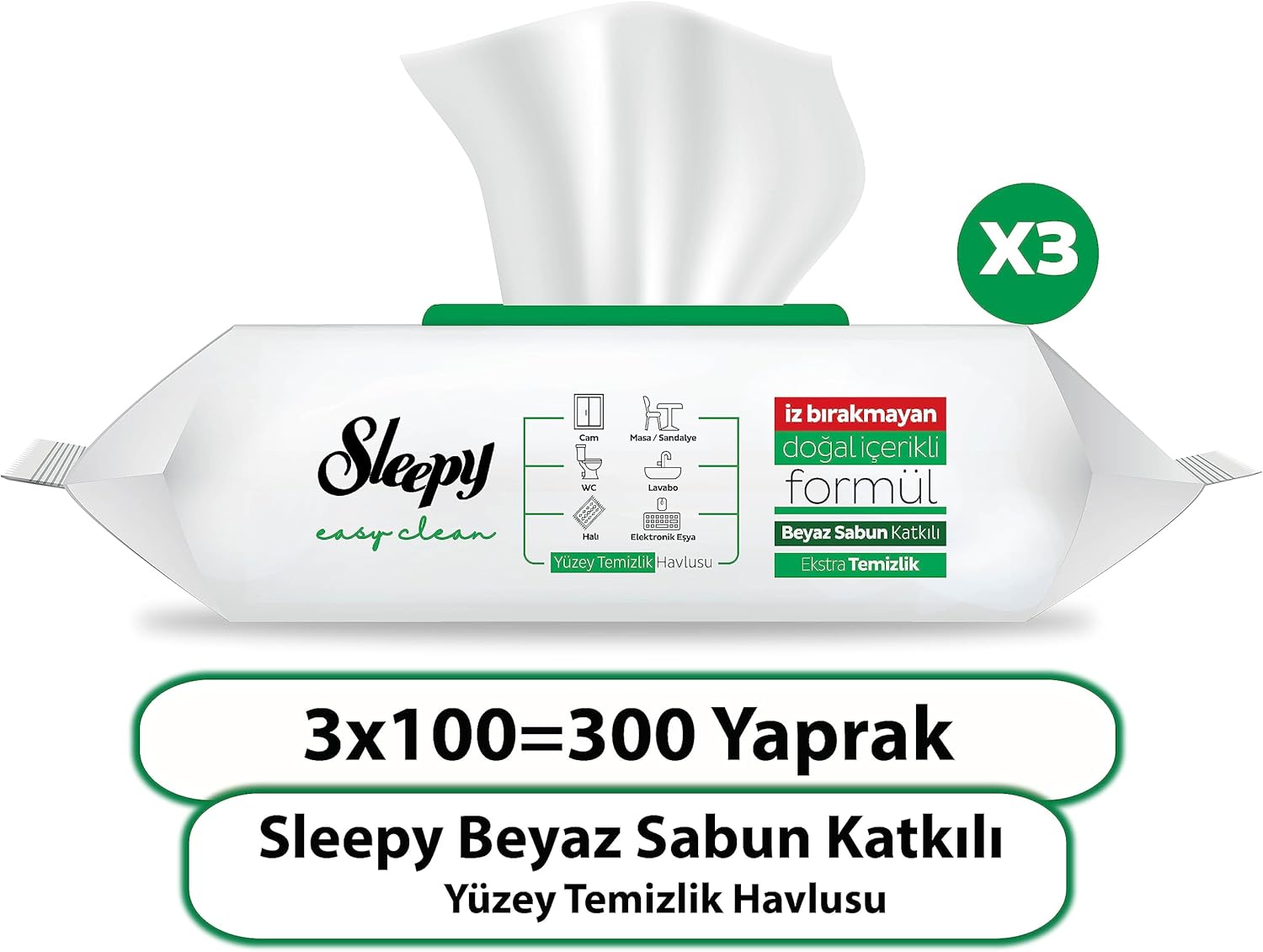 Sleepy Easy Clean Yüzey Temizlik Havlusu&Mendili 3X100 (300 Yaprak)