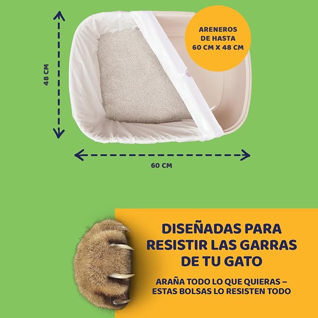 Foto 4 de 8 de Pettiny 20 Bolsas Higiénicas XL para Bandejas de Gato Forros Resistentes con Asas para Areneros Extra Grandes
