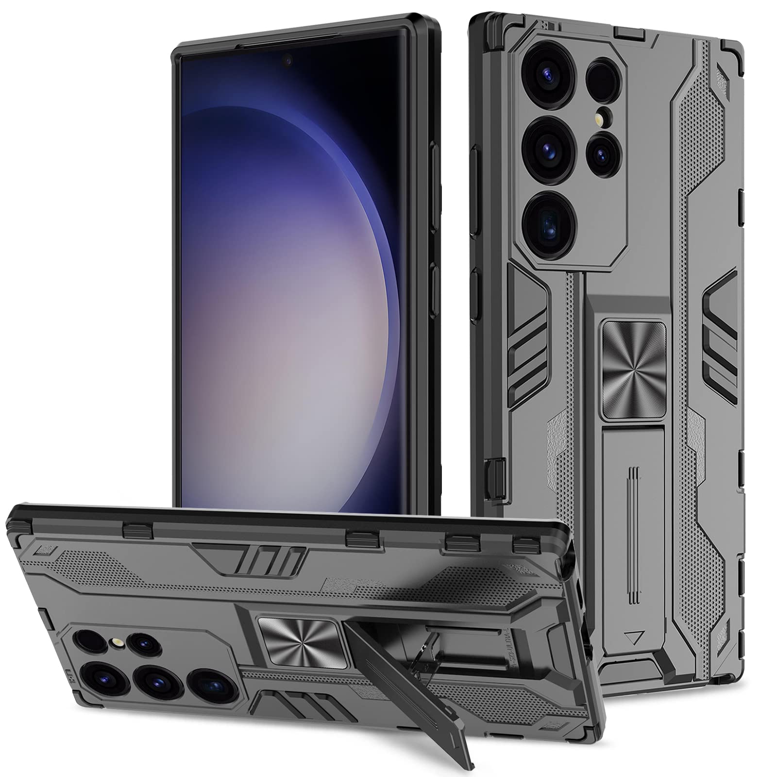 Funda para Samsung Galaxy A13 4G con Cristal Templado Protector Pantalla, Carcasa Antigolpes con Soporte anular metálico, Case Protectora de Grado Militar, Negro — view 218