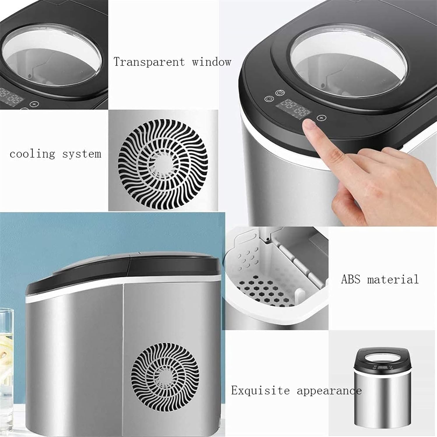 Ice Maker Countertop Portable Ice Cube Makers Make 18 kg Ice Cubes in 24 Hrs 9 Ice Cubes Ready in 6-9 Minutes Ice Maker Machine with 2.2 L Water Tank for Hotel/Home/Bar/Office