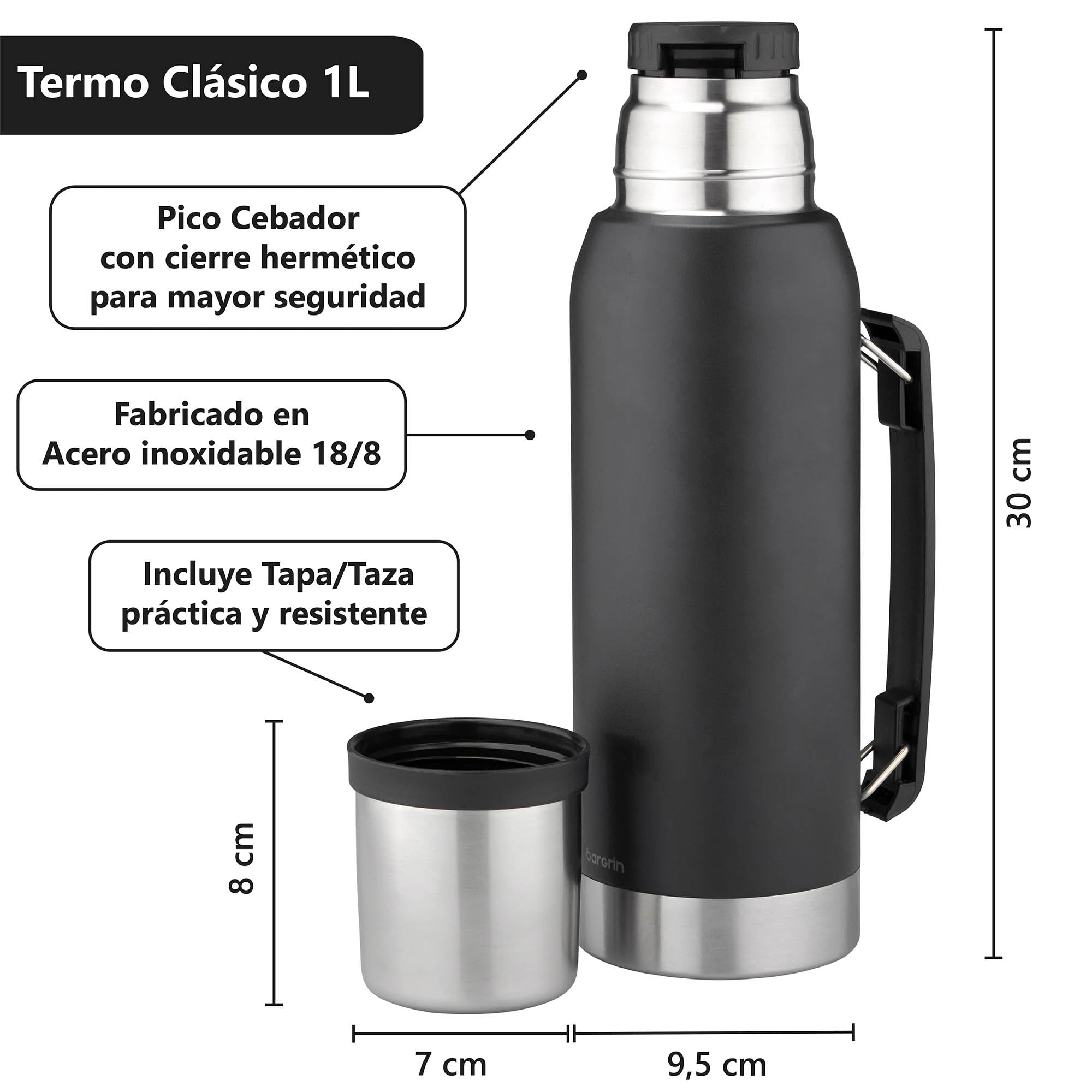 Mate Kit argentino - argentino opaco - set opaco - Yerba Mate - Lampadina opaca - Prodotti Argentina - Nero