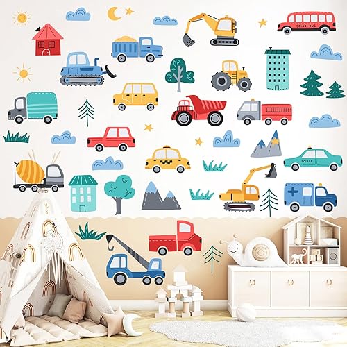 Miniatura 6 de Calcomanías de pared para carretera de auto de ciudad y carretera calcomanías de pared para sala de juegos guardería habitación de niños dormitorio