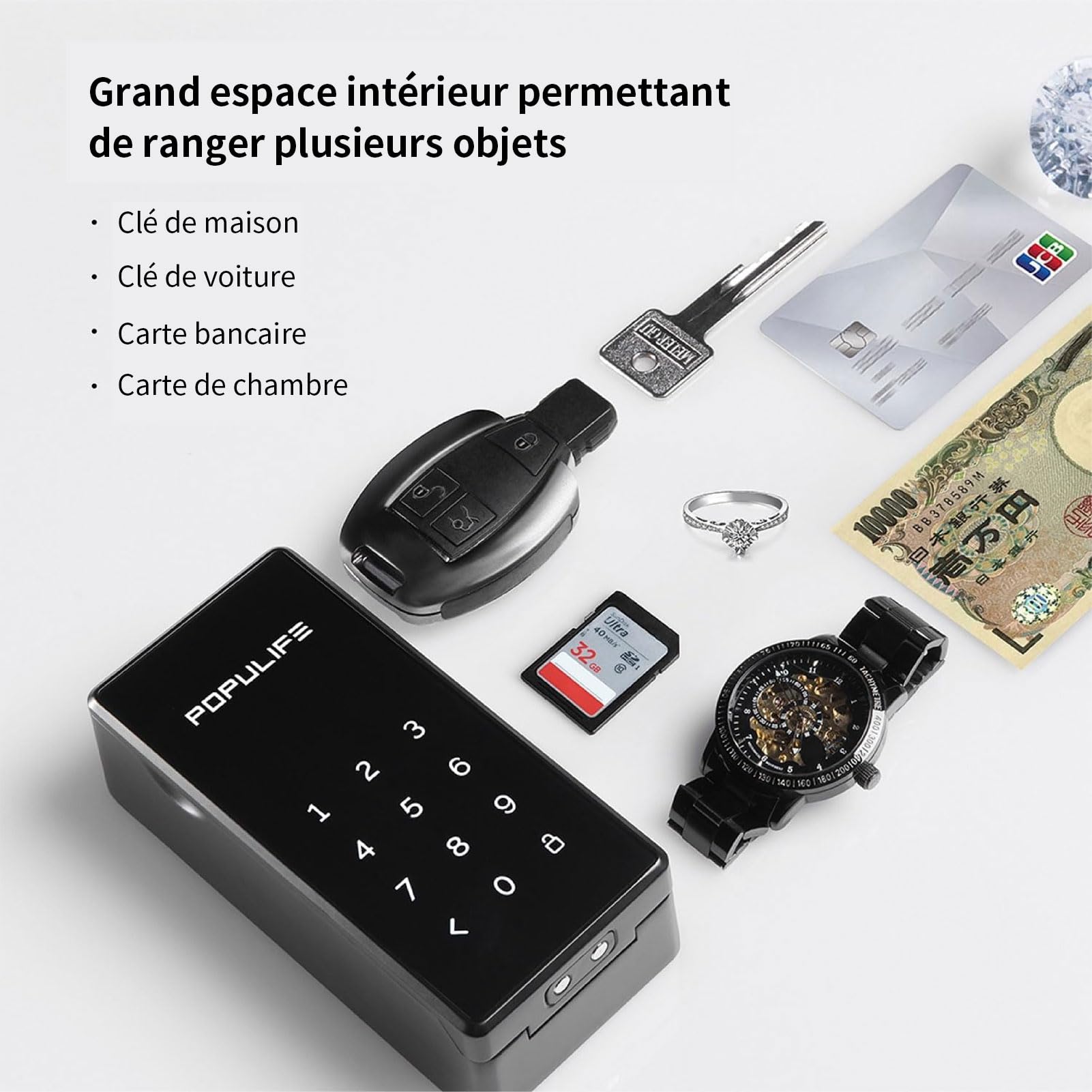 【Version Mise à Jour】Populife Smart Boite a Clef, Boite a Clefs Securisee Exterieur Sans Fil, Boite à Clé Électronique Bluetooth et Types de Codes Multiples, IP66 Étanche