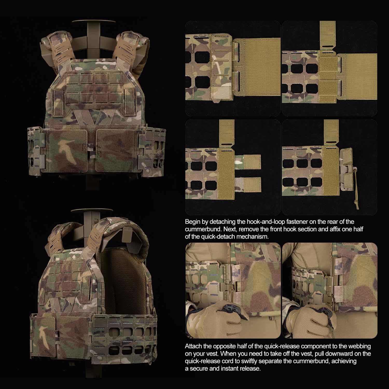 2PCS Lightweight Nylon Tactical MOLLE Panels, Quick-Release Accessory Fit K Series & Team Activities(55 * 13cm 0.24kg)