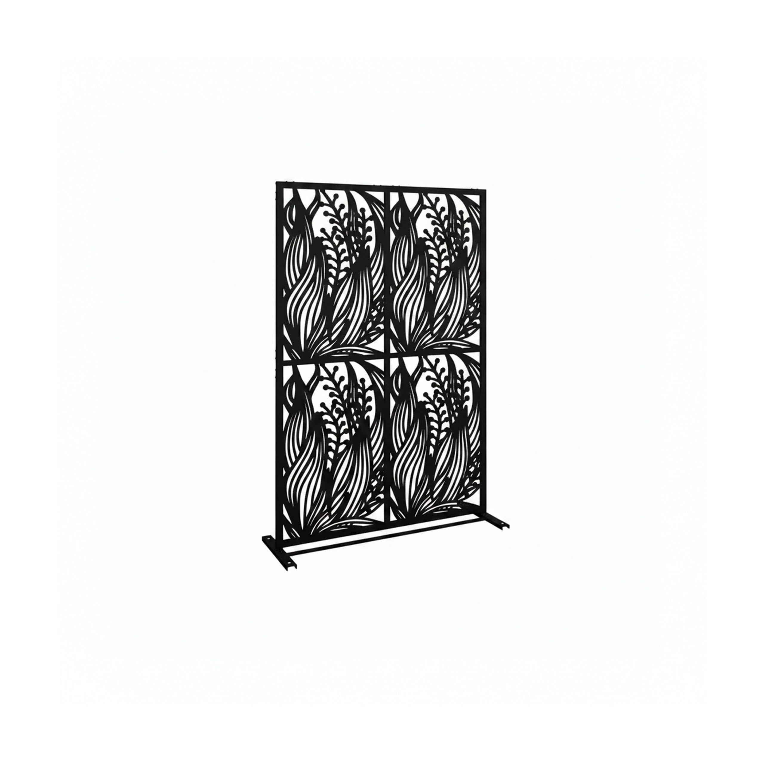 Relaxdays Ochrona prywatności, liście i trawy, ogród, balkon i taras, parawan, wys. x szer.: 183 x 115 cm, metal, czarny