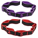 2 Packs Fitness Resistance Band for Stretching & Yoga, Number Stretch Resistance Band with Clear Markings, 8-Section Elastic Training Bands for Stretching, Pilates