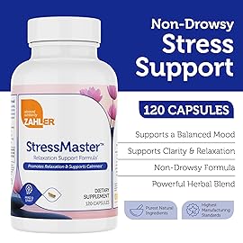 Zahler StressMaster - Natural Relaxation & Calm Mood Support Formula - Valerian, Passionflower, Rhodiola, GABA&L - Theanine Supplement for Women and Men - Kosher Gluten Free Non-GMO (120Capsules)