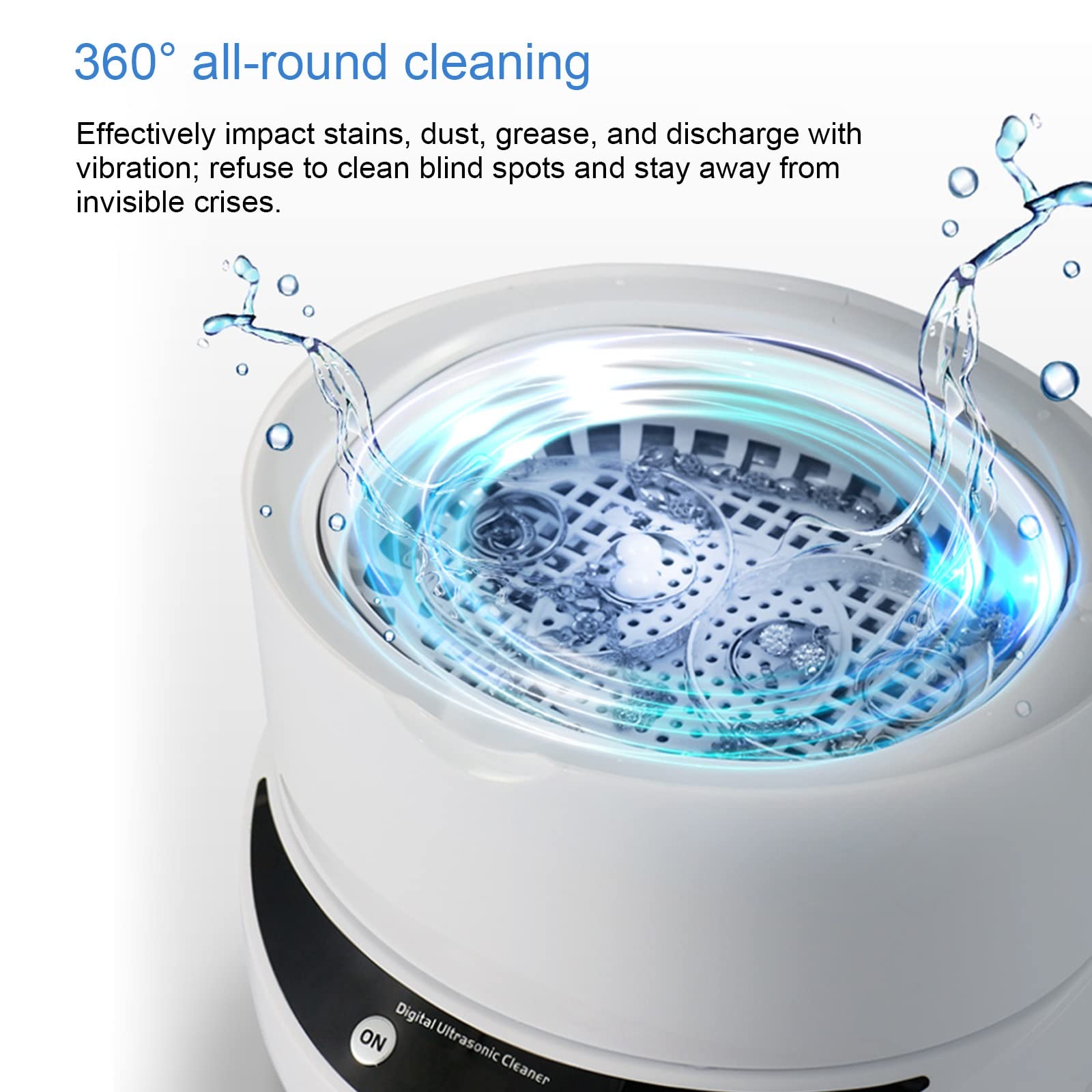 Solución de Limpiador ultrasónico Limpiador de Joyas de Plata 750ML 50W Limpiador ultrasónico Profesional portátil Limpieza de 360 ° Maquinillas de Afeitar Pendientes Anillos Colla