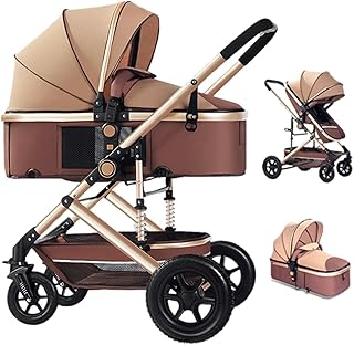 3-in-1 Baby Stroller Travel Pram with Bassinet | Extra-Wide 82cm Bassinet, 50KG Capacity, 1-Touch Fold & Airless Tires | 5-Point Harness, Windproof Canopy, Mosquito Net & Cup Holder Included