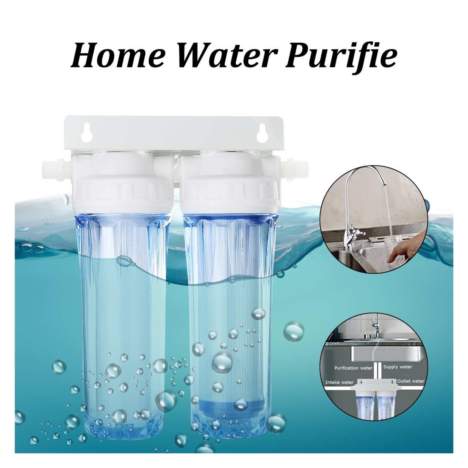 Filtración de agua potable, Filtro de agua del grifo del grifo de ósmosis inversa dual de 10 ", Cartucho purificador de agua de dos etapas espesado for la salud Cocina casera(4 points interface)