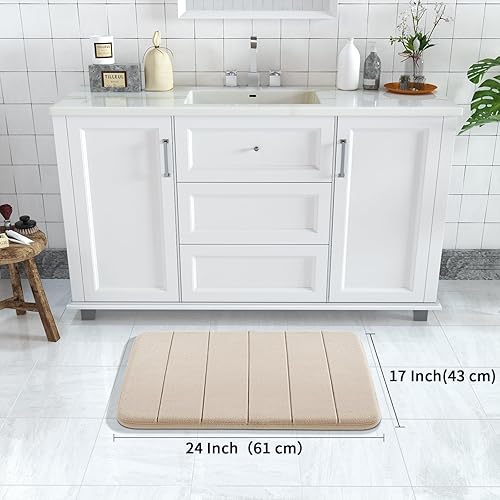 Miniatura 7 de Yimobra Alfombra de baño de espuma viscoelástica de tamaño grande de 24 x 17 pulgadas + forma de U de 24 x 20 pulgadas, suave y cómoda, súper