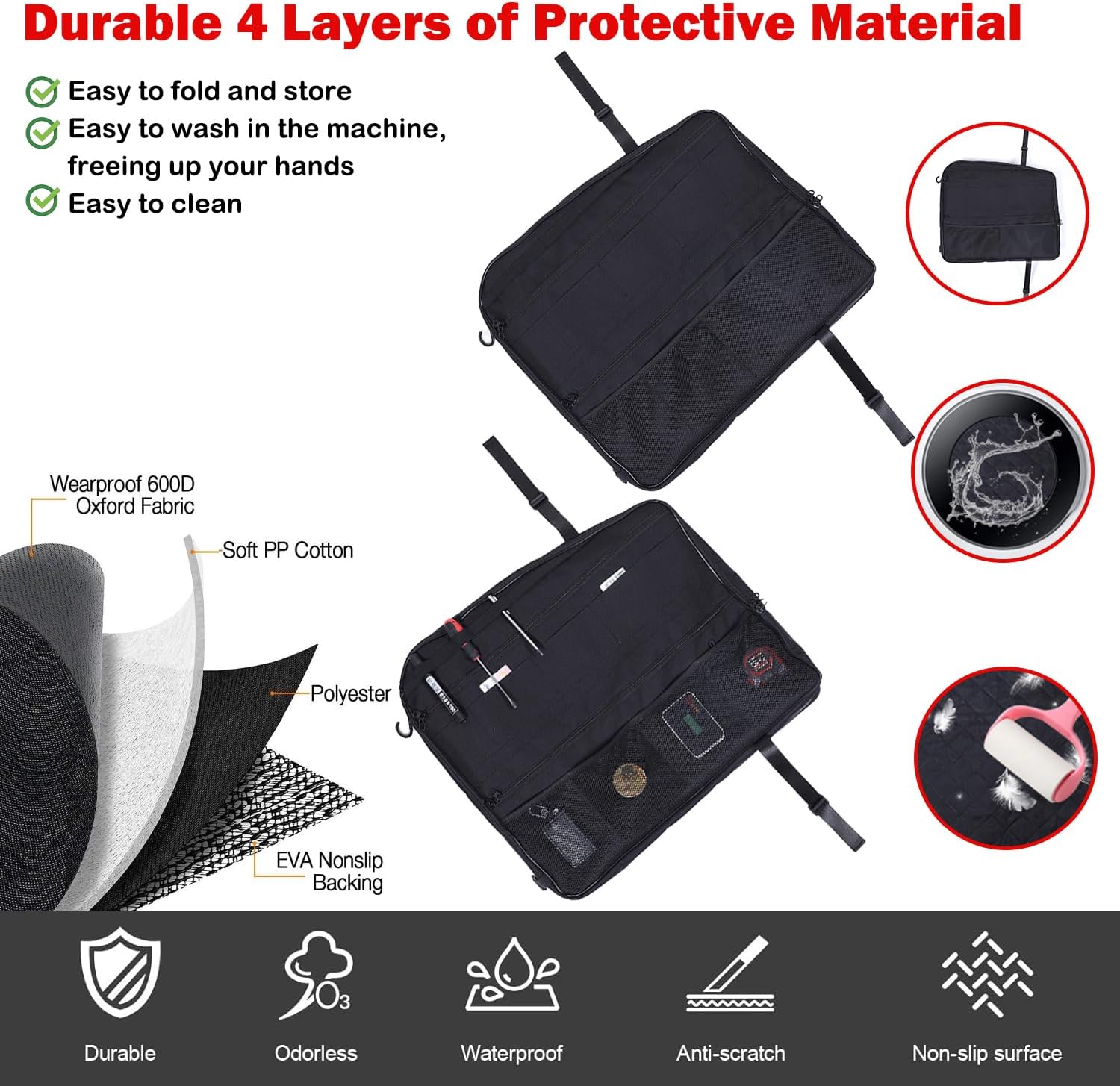 Roof Organizer Bag Storage for Hummer EV Accessories Sunroof Rooftop Panel Waterproof Foldable Heavy Duty Hardtop Cargo Carrier Bag Overhead for Hummer EV SUV Pickup 2022-2025 2026 (Front Roof-Left)
