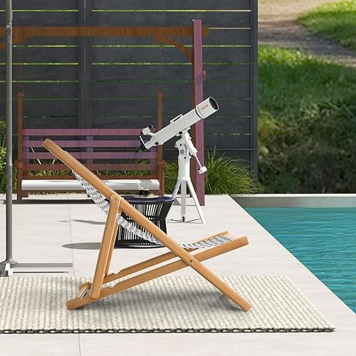 Miniatura 7 de Giantex Silla de camping plegable para patio  Silla de exterior con 3 posiciones ajustables, lona transpirable, silla de bambú para exterior,