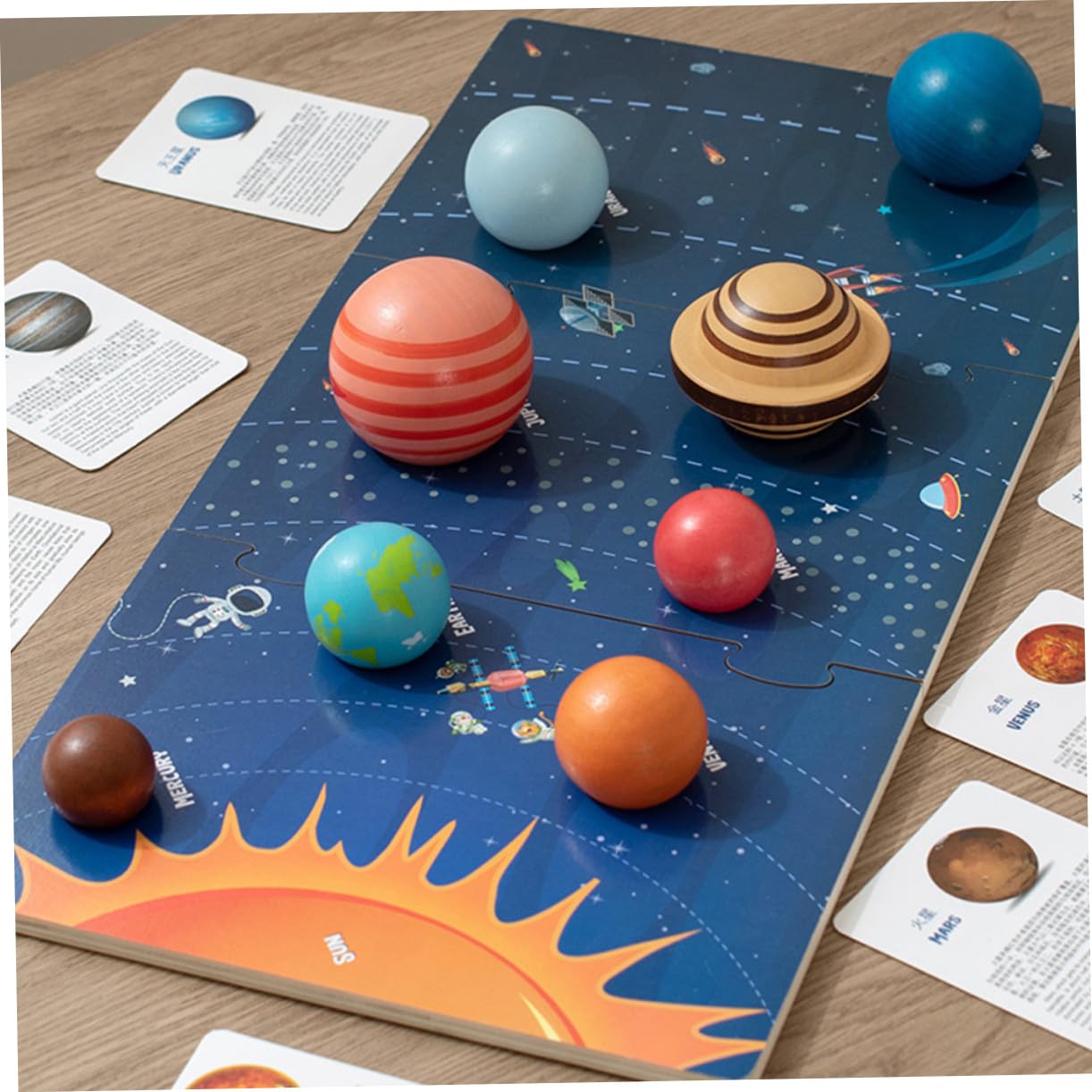 Puzzle dei Pianeti Montessori in Legno per Bambini | Gioco Cognitivo a Incastro, Pratica Logica e Memoria, Tema Spazio per Apprendimento Precoce