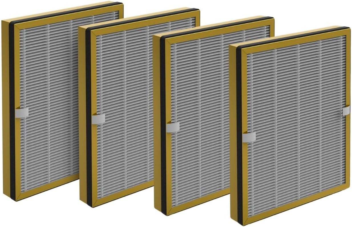 Nispira 4-Packs TT-AP002 True HEPA Replacement Filter Compatible with TaoTronics TT-AP002 Air Purifier Activated Carbon Removes Odor