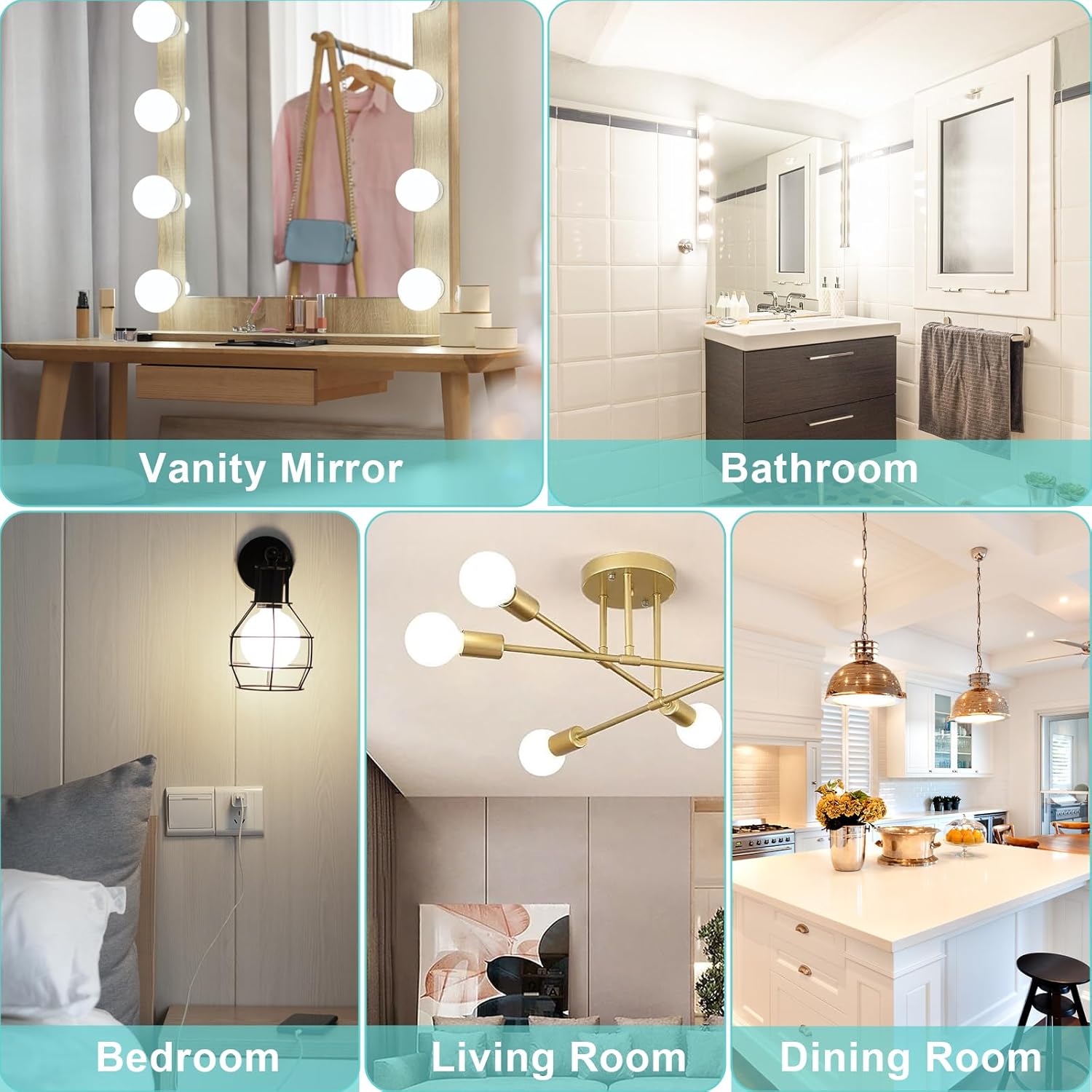 hansang Vanity Barthroom Light Bulbs, E26 Base G25 LED Globe Bulb 4000K Natural Daylight, 5W (40 Watt Equivalent) Non-dimmable Vanity for Bathroom Mirror and Decoration Lighting, 4 Pack