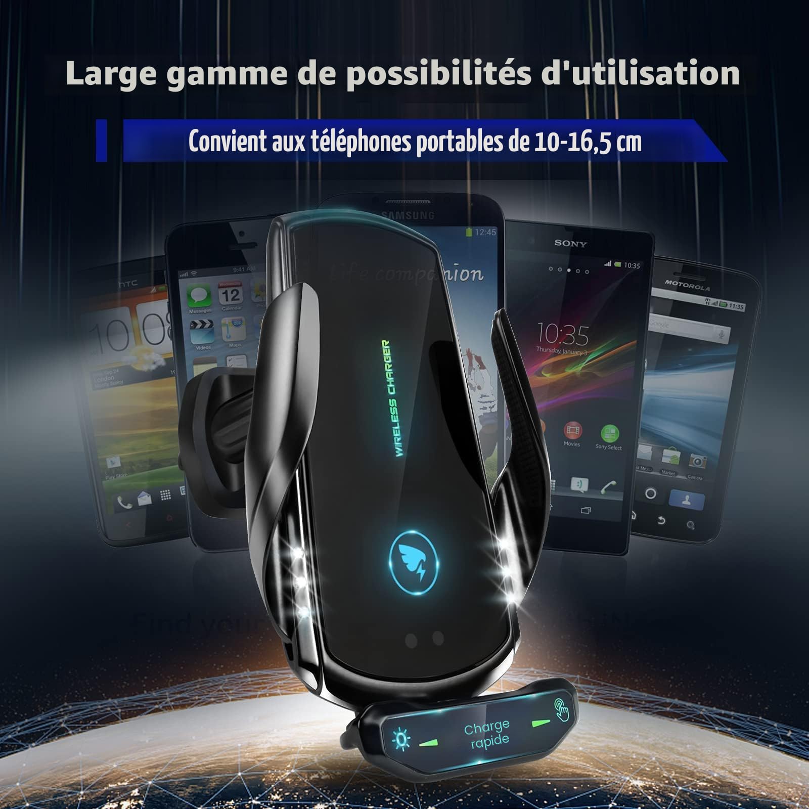 15W Qi Chargeur Induction Voiture,Chargeur sans Fil Voiture Rapide Automatic Clamping Porte Clip De Sortie d'air Support Voiture pour iPhone Samsung…