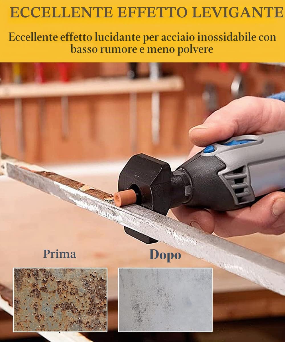 Set di 42 accessori per mole in ossido di alluminio per utensili rotanti, mola con gambo da 1/8" per smerigliare e affilare il metallo