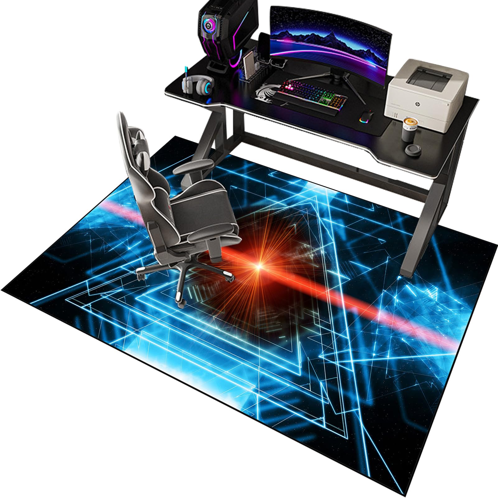 Office Chair Mat for Carpet, Computer Gaming Rolling Chair Mat Under Desk Low-Pile Office Rug Floor Mat, Chair Mat Non-Slip Floor Mat, Floor Protector for Office Chair, Carpet Chair Mats 120 x 140 cm