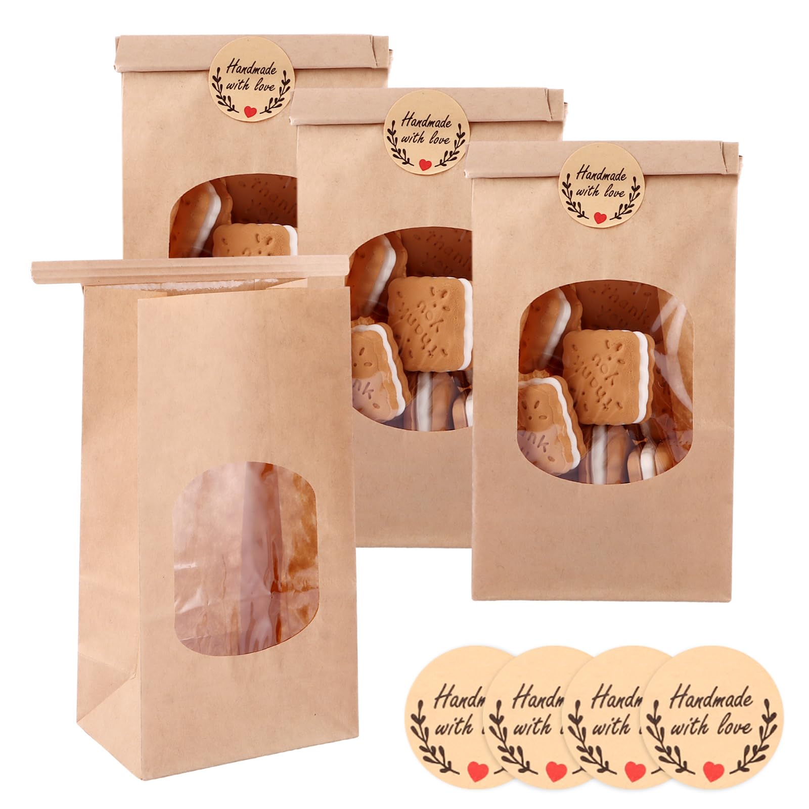 Sacs à pâtisserie avec fenêtre transparente sachet kraft brun pour gâteau