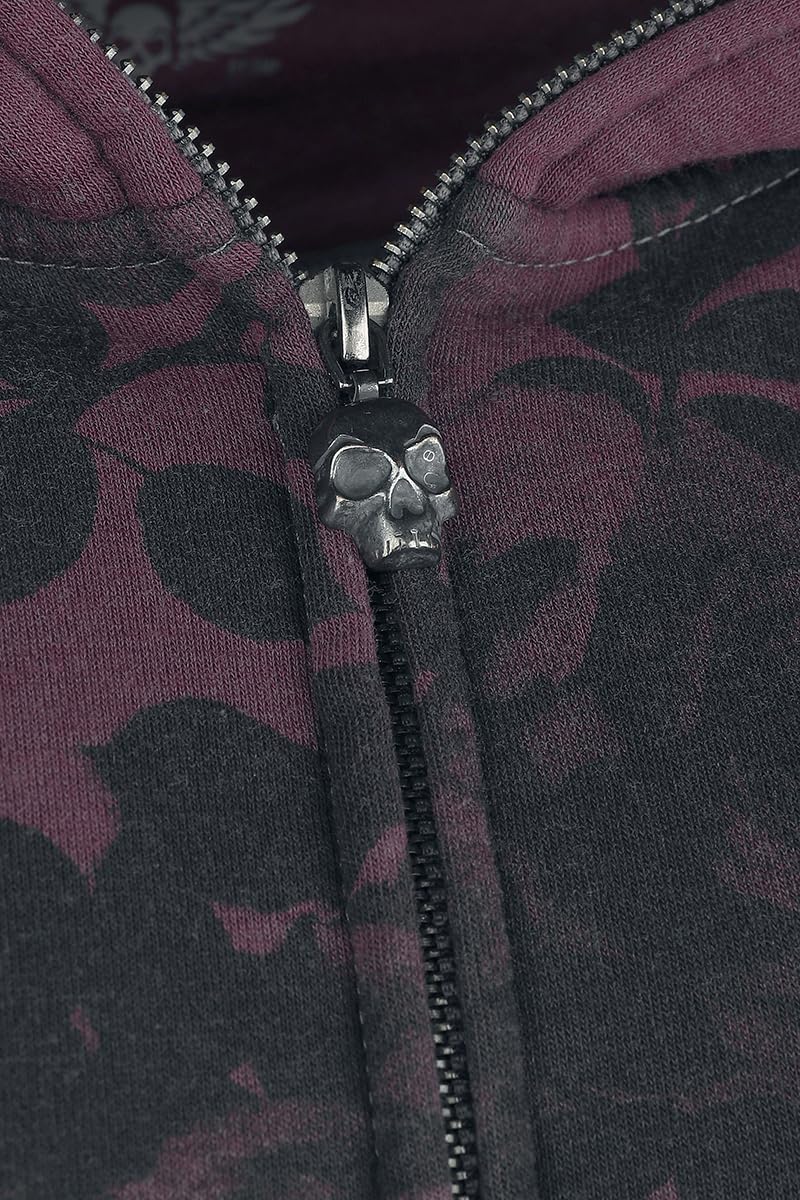 Rock Rebel by EMP Femme Veste de survêtement Gris Bordeaux avec imprimé Rose sur Tout Le Dessus et dégradé de Couleur Dip Dye