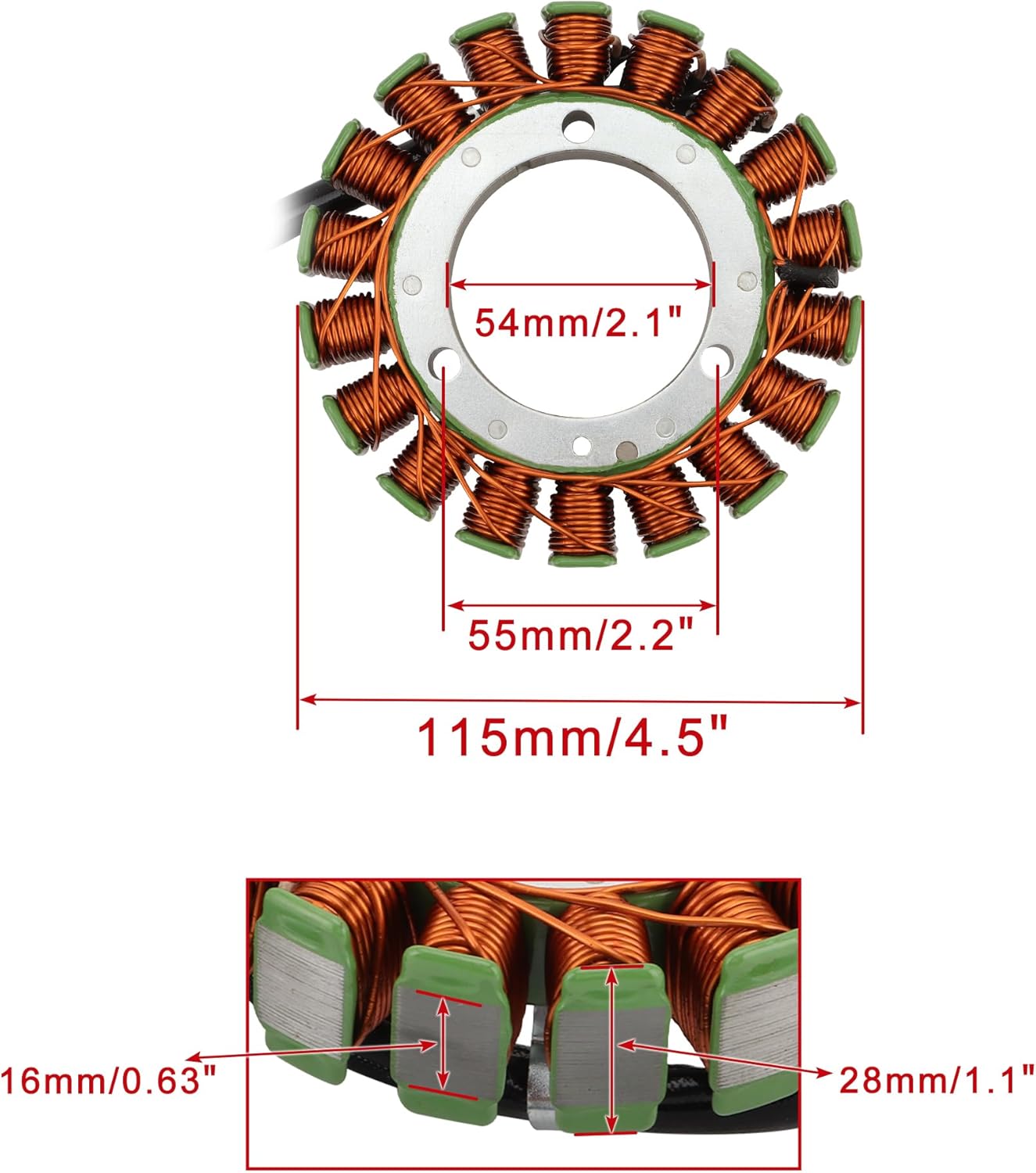 WOOSTAR 18 Coil 3 Wire Magneto Stator Replacement for 1993-1999 KLF400 Bayou ATV 4 Wheeler Quad OEM 21003-1243