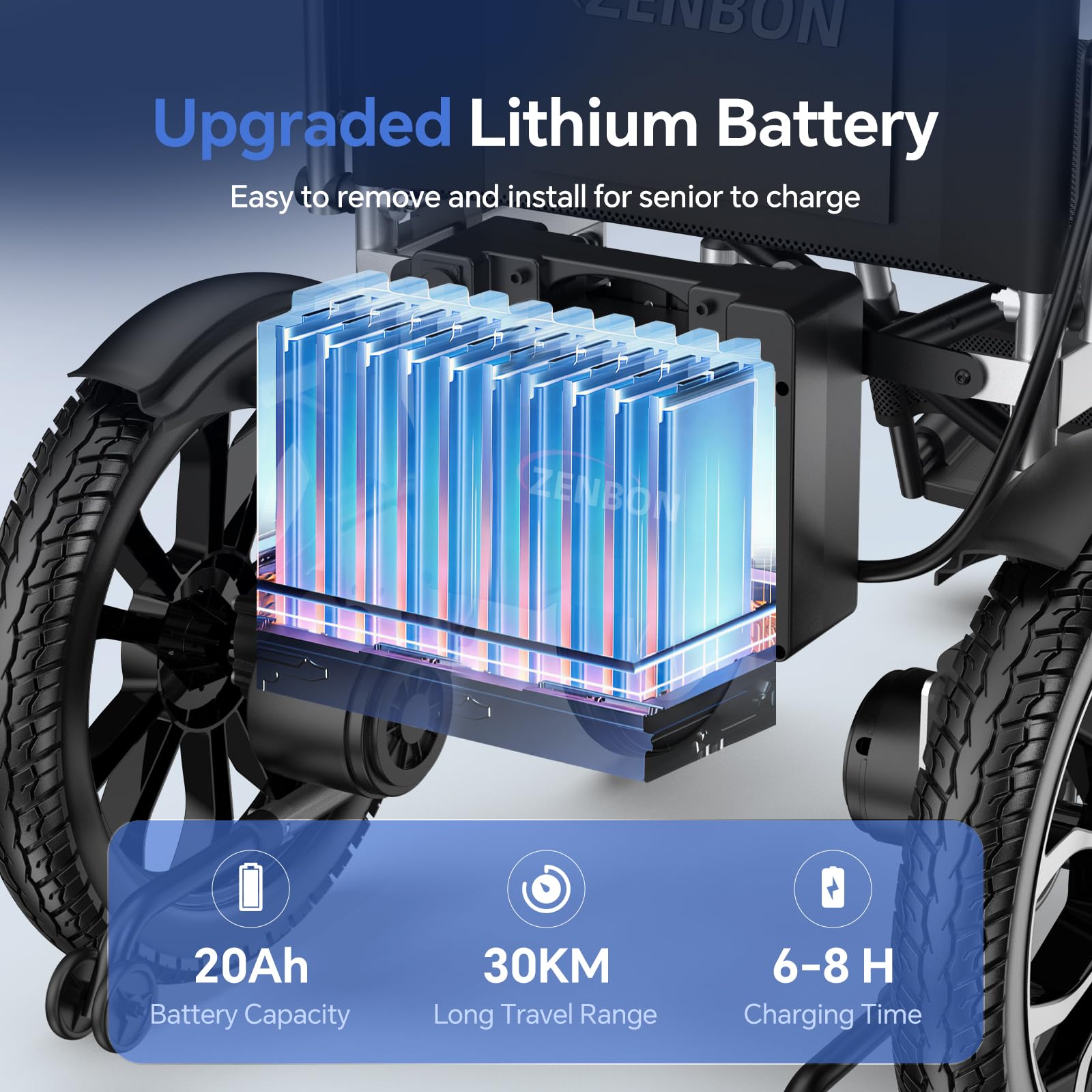 Silla de Ruedas Eléctrica Plegable: 30 km Silla de Ruedas Eléctrica Plegable Ligera para Personas Mayores - Silla de Ruedas Eléctrica para Exteriores con Neumáticos de Gran Formato Hasta 150KG