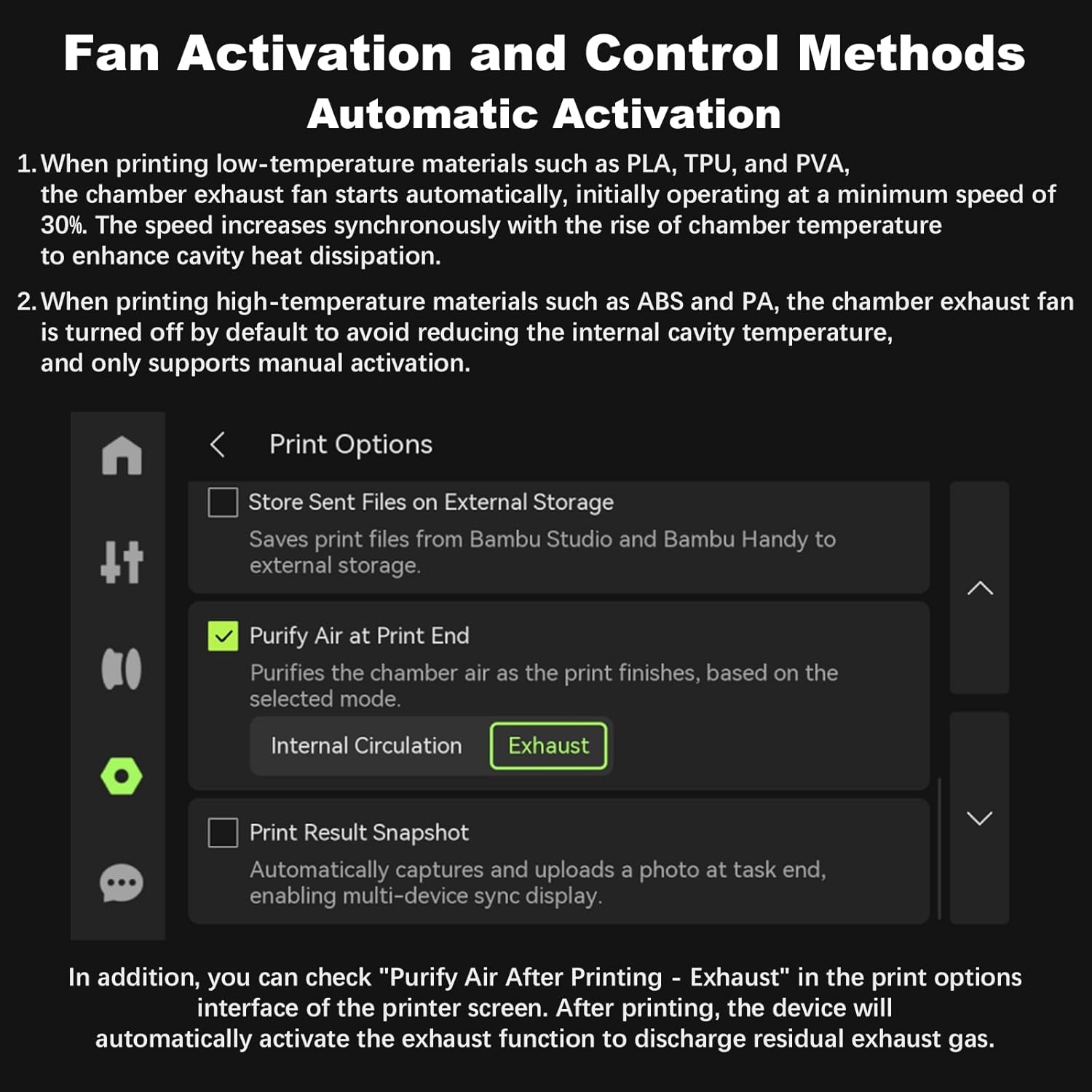 Original Bamboo P2S External Exhaust Fan Kit with Filter for Bambu Lab P2S 3D Printer, Active Airflow Exhaust Ventilation Upgrade - Reduce VOC & Fumes, Improve Filtration & Print Environment